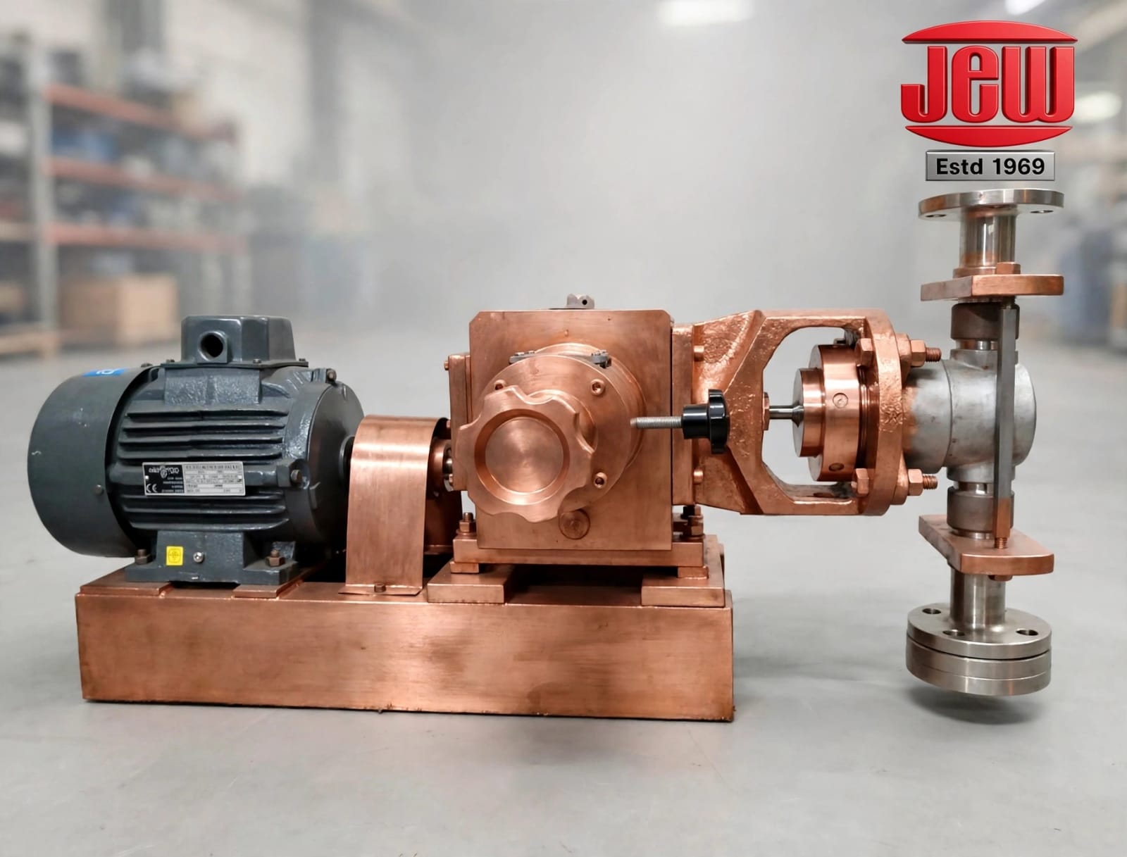 JEW Simplex Plunger Metering Pump GDP Series with electric motor drive, micrometer stroke control, and SS 316 head
